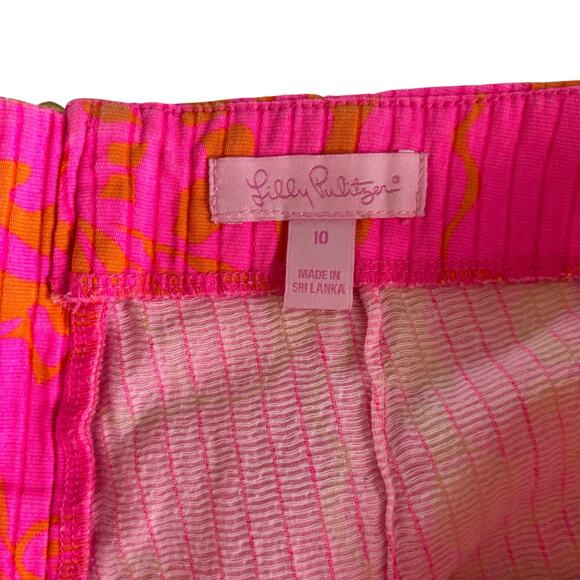 Lilly Pulitzer Liza Shorts in Pop Pink and Orange Seaesta Preppy Women’s Size 10 - Picture 4 of 7
